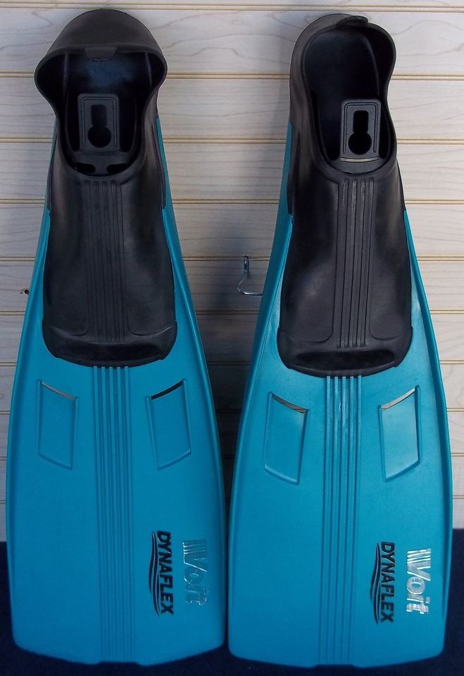 1990S VOIT SWIMASTER DYNAFLEX DIVE FINS SIZE 10 11 TEAL IN ORIGINAL 