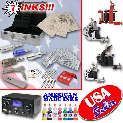 Tattoo Machine Kit 4 Gun Set Dual Power Supply Beginner Apprentice 7 