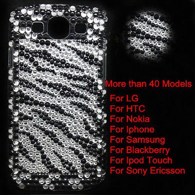 zebra stripe Diamond Bling Crystal Hard Back Case Cover Fr Moblie Cell 