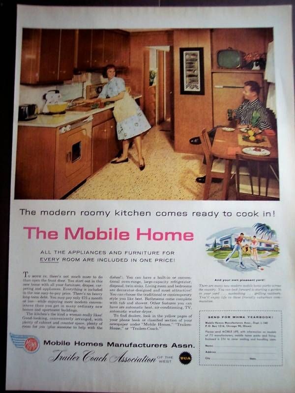     Vintage 1950s Photograph   Two Little Girls Posing by Mobile Home