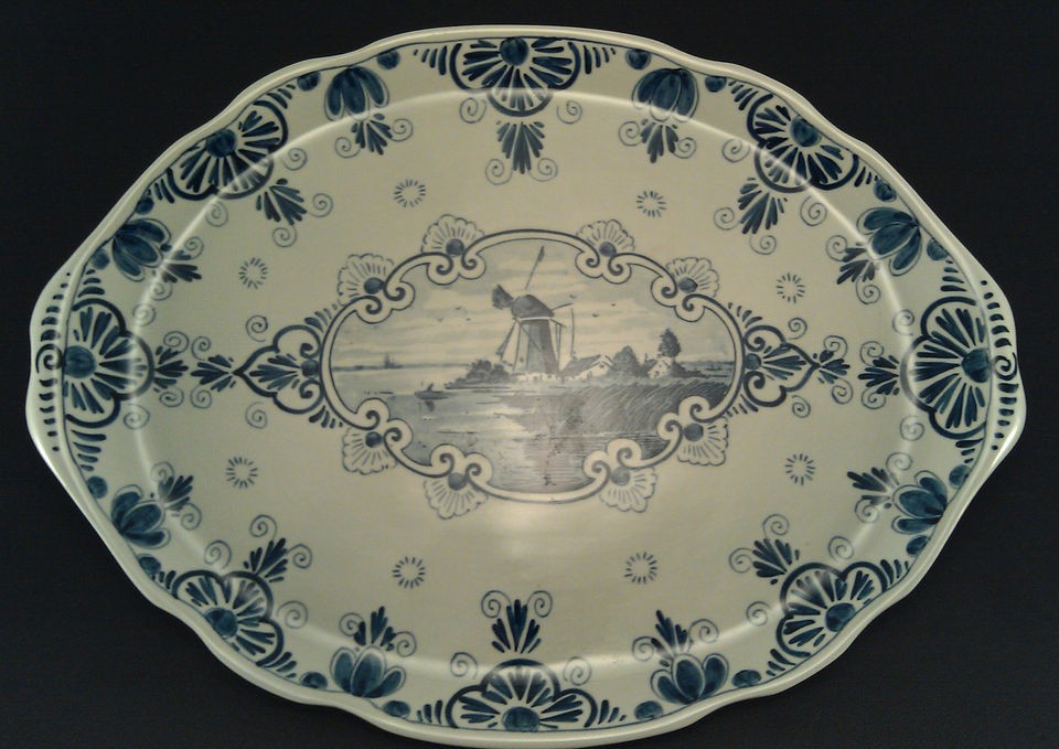 VINTAGE ERVEN LUCAS BOLS WINDMILL PLATTER MADE BY DELFT IN HOLLAND