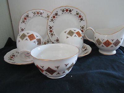 COLCLOUGH ENGLISH BONE CHINA EIGHT PIECE TEA SET PATTERN NUMBER 8198