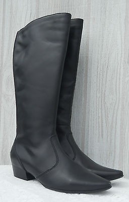   Knee High Black Leather Horse Riding Equestrian Womens Boots Sz 8 NEW