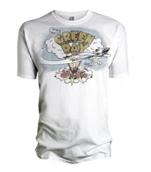 Vinatge Green Day White Graphic T Shirt Dookie 3rd Album Punk Rock 