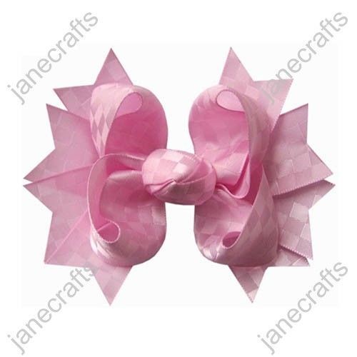   Beautiful 4.5Satin Ribbon Spike Hair Bows 30 pcs/ PINK ROSE BLACK