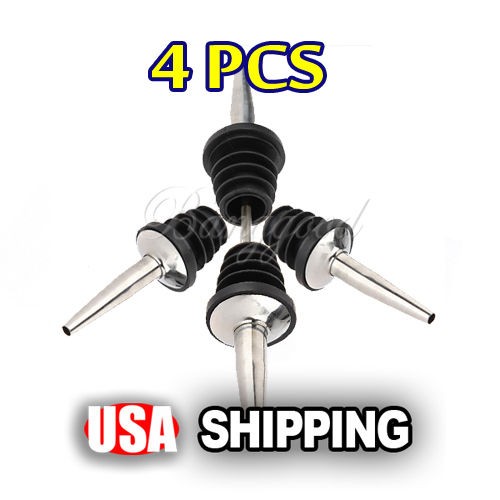 4x Liquor Spirit Pourer Free Flow Wine Bottle Pour Spout Stopper 