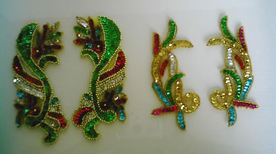 SEQUIN BEADED APPLIQUE BELLY DANCE COSTUME MARDI 4PCS SKATE SAMBA HAT 