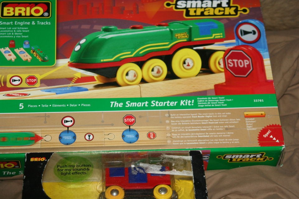 new BRIO SMART ENGINE STARTER set & CABOOSE~fitS wooden train track 