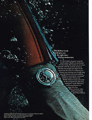 1964 Bulova Snorkel Watch Scuba Diving Print AD