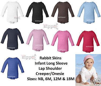 Rabbit Skins Infant Long Sleeve Creeper Cotton One Piece Bodysuit 4411 