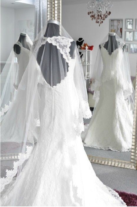   5M IVORY WHITE 1 Tier Lace Edge Circle Cathedral Bridal Wedding Veil