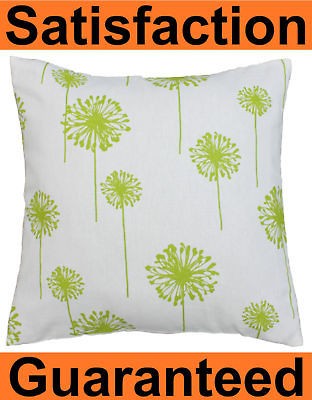 White with Green Dandelion Throw Pillow Cover Sham