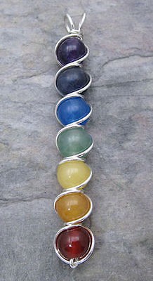 Multi Stone Gemstone Rainbow Chakra Beaded Sterling Silver Wire 