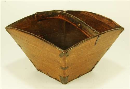   ASIAN CHINESE WOOD RICE BUCKET Lg Decorative Measurer Basket Brown 16