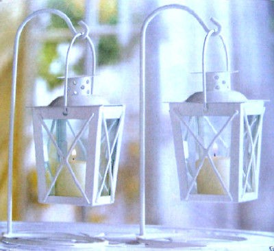   Wedding WHITE RAILROAD LANTERN Candle Holder Table decor CENTERPIECES