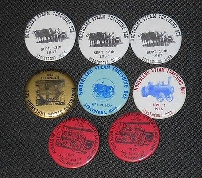   NORTHLAND STEAM THRESHING BEE PINS (6) + AUXVASSE OLD THRESHERS PINS