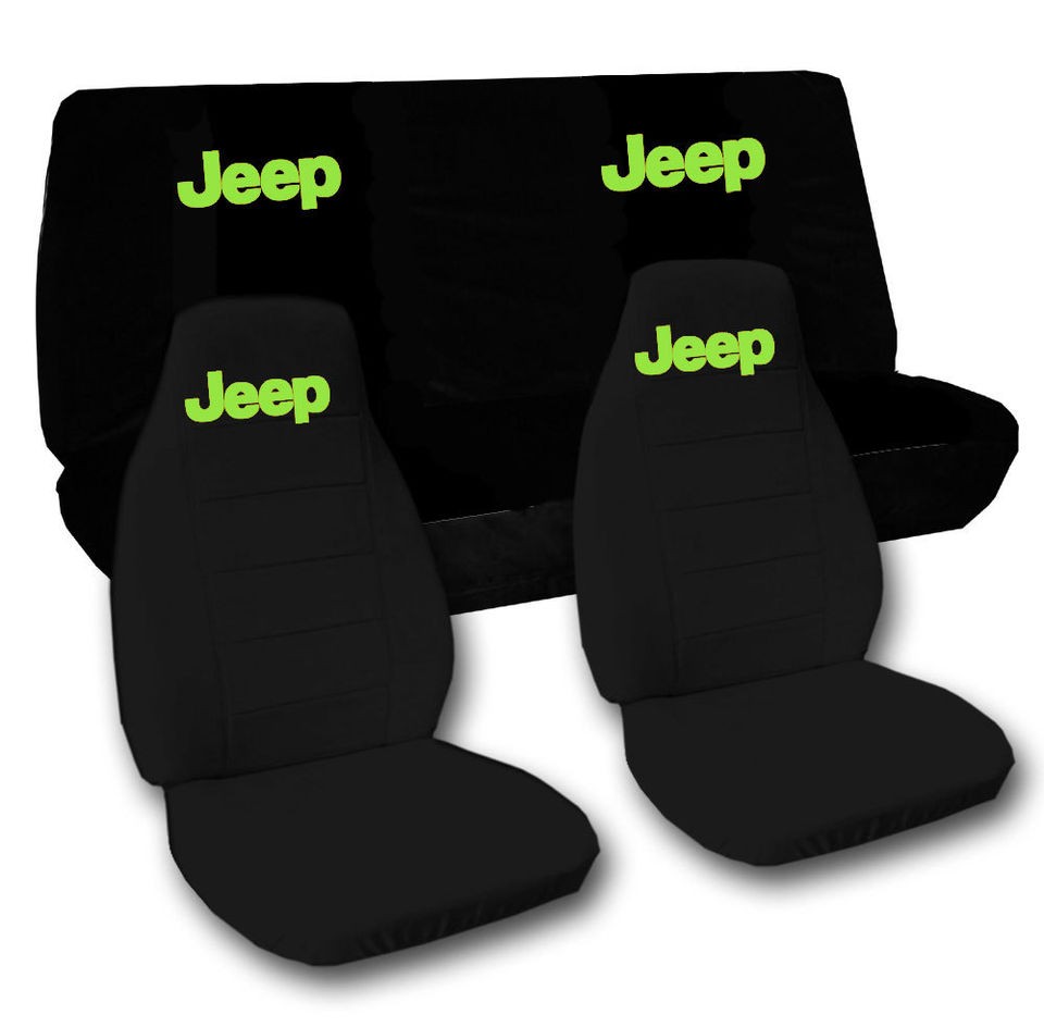 Jeep wrangler TJ front+back car seat covers solid black w/Jeep,CHOOSE 