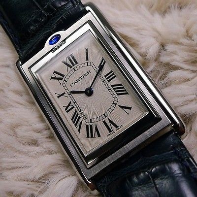 RARE CARTIER MENS BASCULANTE TANK MÉCANIQUE XL FULL SIZE 2001