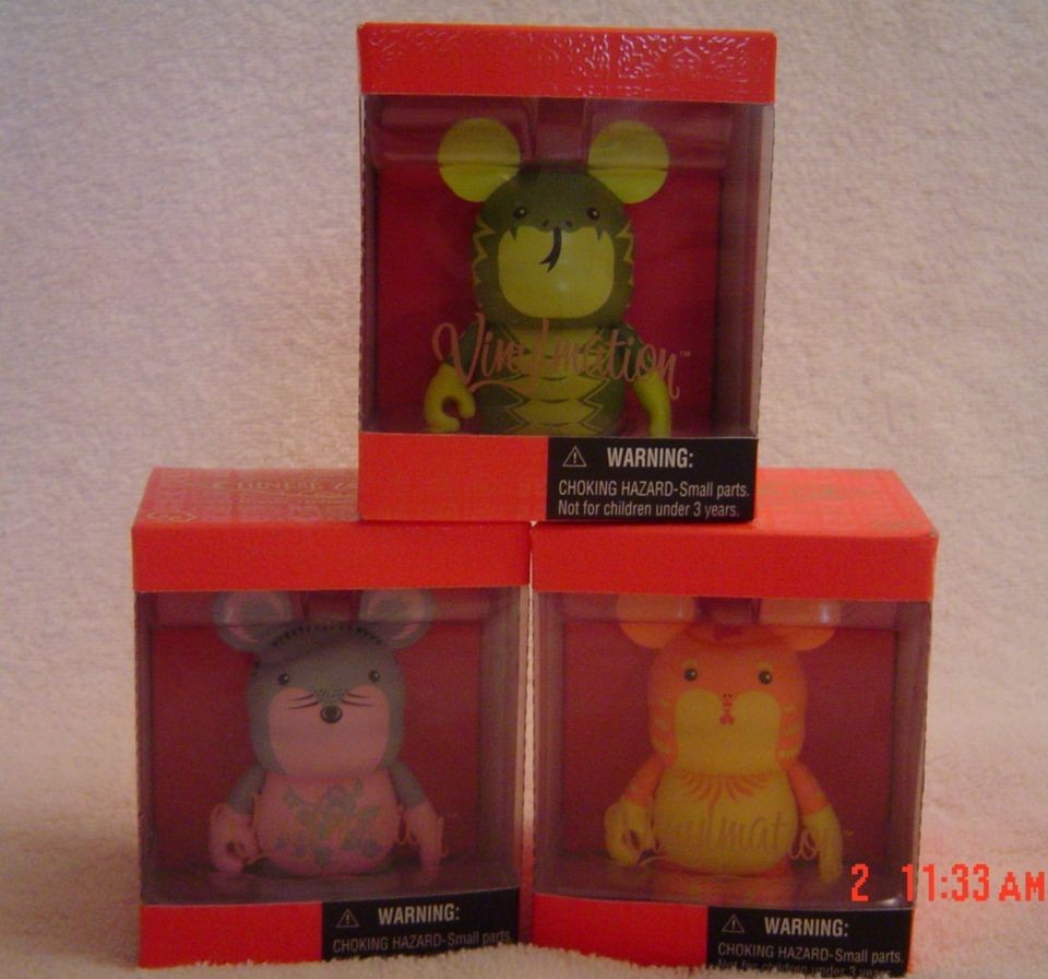 NEW Disney 3 Vinylmation set of 3 ZODIAC SERIES Snake, Rat, & Rooster