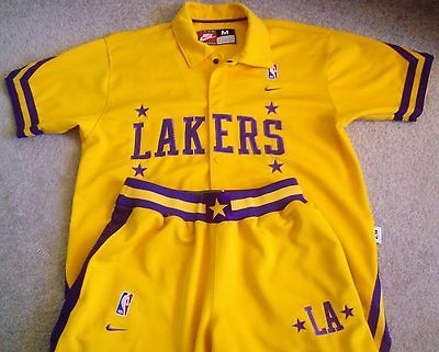 VTG LOS ANGELES LAKERS 1957 NIKE REWIND WARM UP JACKET+PANTS YOUTH M 