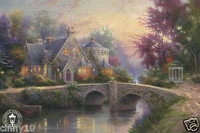 THOMAS KINKADE LAMPLIGHT MANOR CANVAS PAINTING