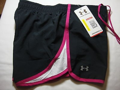 NEW UNDER ARMOUR HEATGEAR WOMENS 3 ESCAPE RUNNING SHORTS XS BLACK 