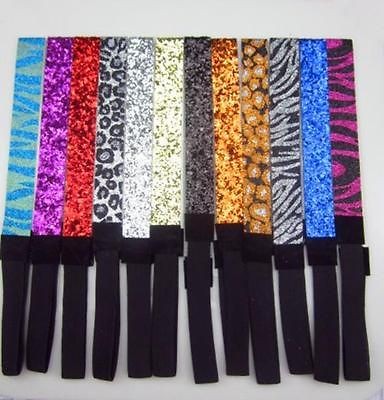 Mix 12pcs GLITTERY HEADBAND Glitter Stretch SPARKLY Softball Sports 