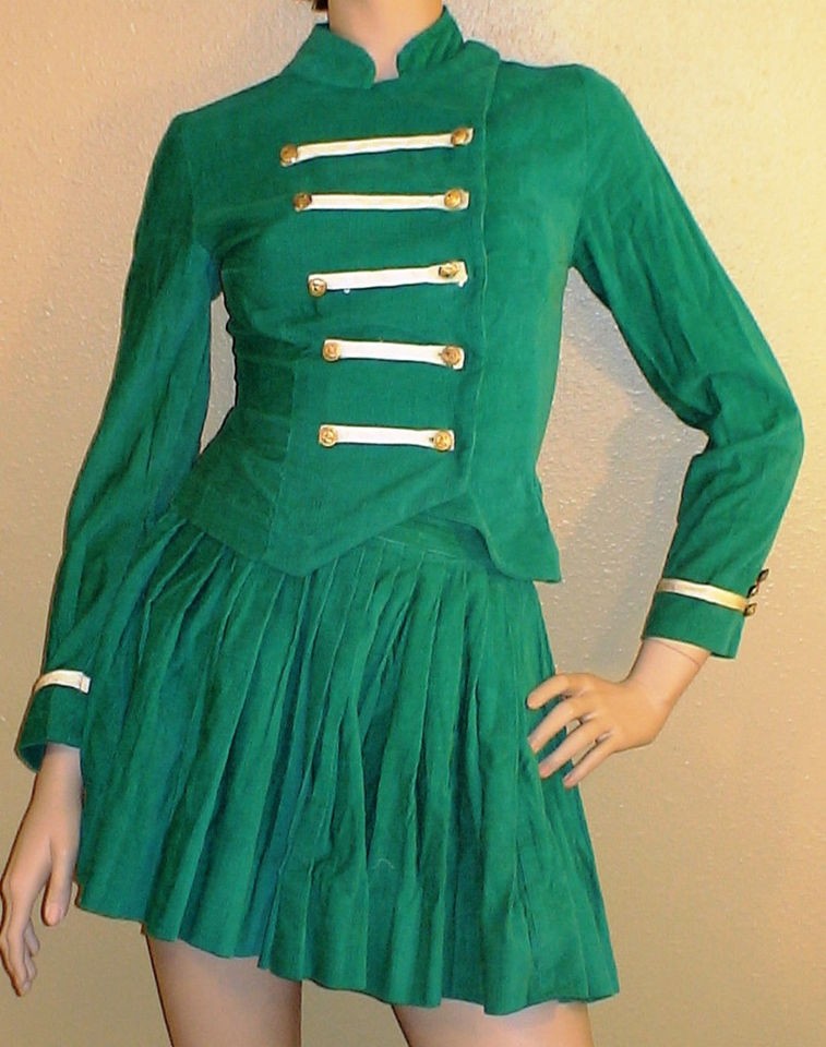 1950s Green Corduroy Majorette Uniform (B33/W23 3/4)