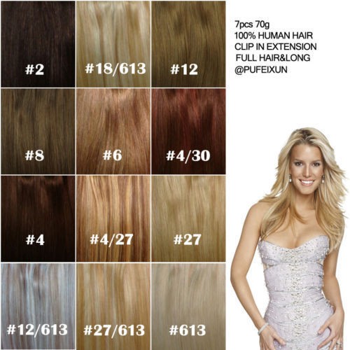   Cheap  100% human hair clip on in extensions 16 20 24 7PCS 60g