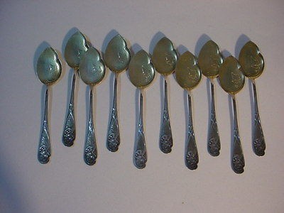 Lovely ART NOUVEAU WMF SET 10 ICE CREAM SPOONS IVY DESIGN