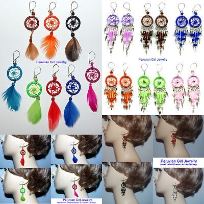 20 DREAM CATCHER FEATHER EARRINGS ALPACA SILVER JEWELRY