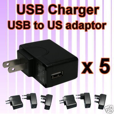 USB to US China Power Supply Adaptor Converter Plug x 5