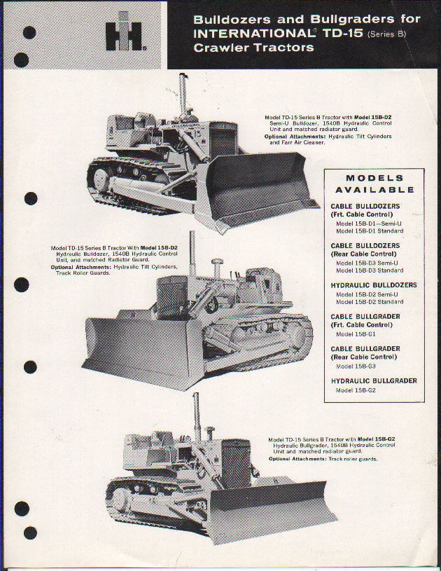 International TD 15 Crawler Tractor Bulldozer Bullgrader Brochure 