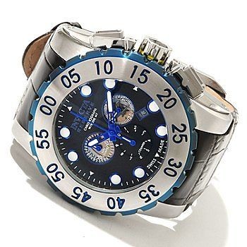 Invicta Reserve Mens Leviathan Diver Swiss Quartz Chrono Leather 