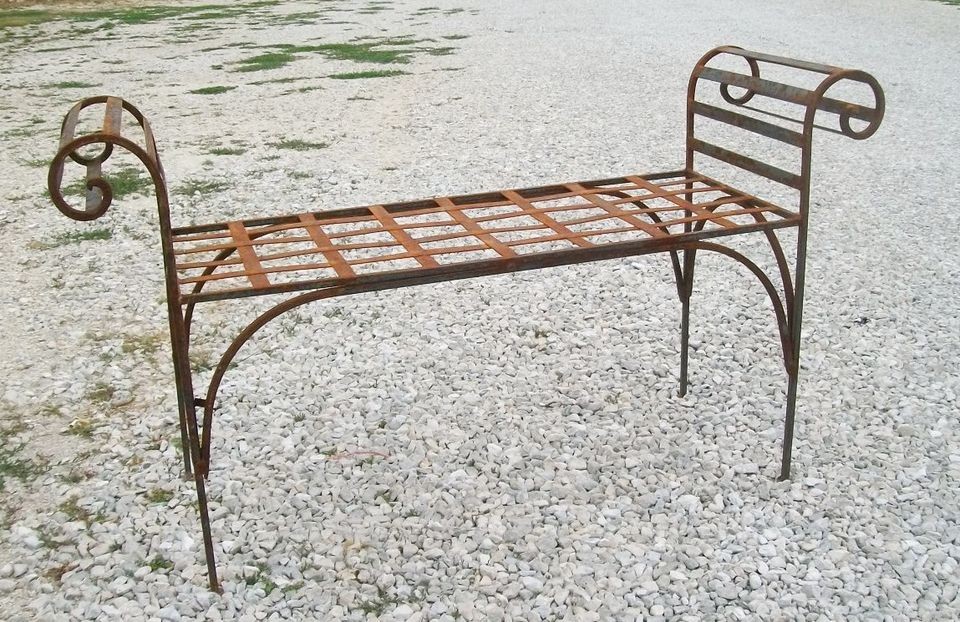 Large Wrought Iron Kings Bench Outdoor or Indoor Seating Metal Patio 