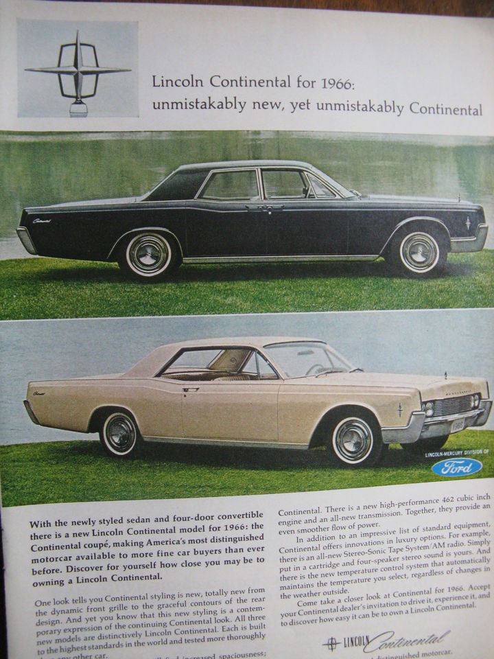   Lincoln Continental Original ad 8 x10 Lincoln 4 DOOR Suicide Doors