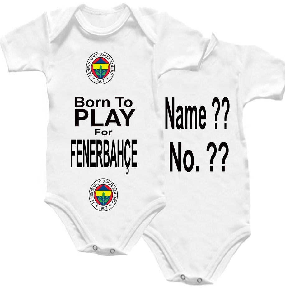   Football Baby Shirt Onesie Babygro Name No Kit Top Fenerbahçe