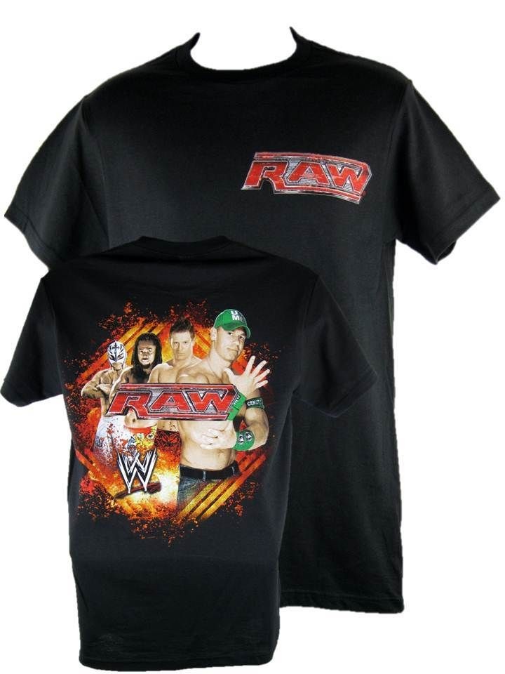 Monday Night Raw Fire Logo John Cena WWE Black T shirt