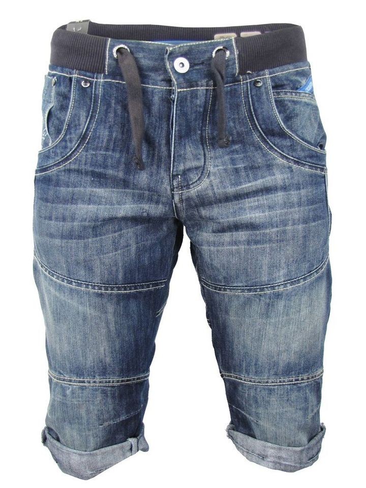 Mens Crosshatch HAWK Denim Jean/ Cargo Shorts Retro Vintage Wash