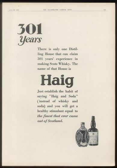 1929 John Haig & Haig Scotch Whisky UK print ad