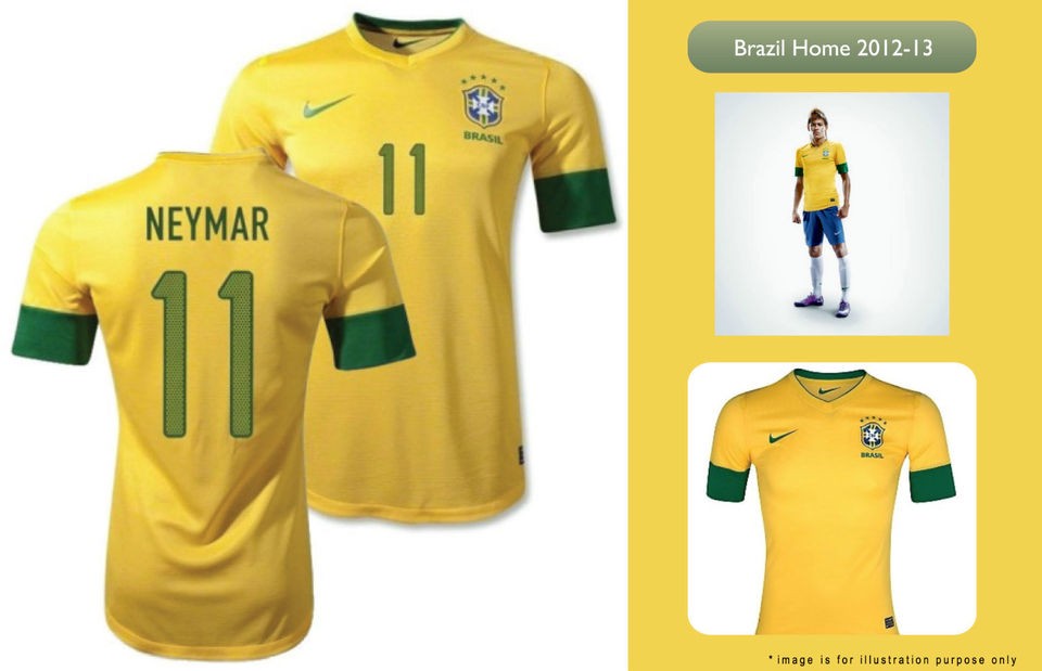 NEW NIKE BRAZIL Home 2012 13 Jersey + NEYMAR #11 OFFICIAL PRINT