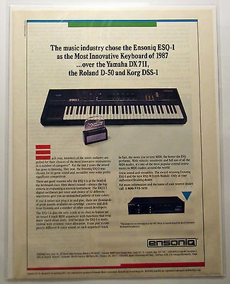 Ensoniq ESQ 1 Keyboard Synthesizer Vintage Print Ad 11/87