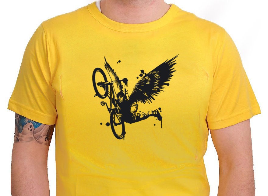 BMX ANGEL GRAFFITI T SHIRT, STREET ART, BANKSY STYLE (We the People 