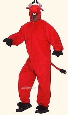 crimson red toro bull costume adult standard hood animal mascot horns 