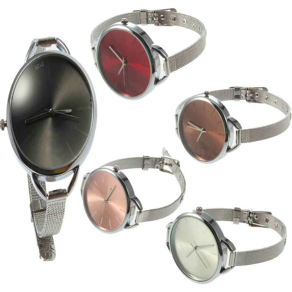   steel wire round shiny dial ladies girls wrist watch gift Jewelry