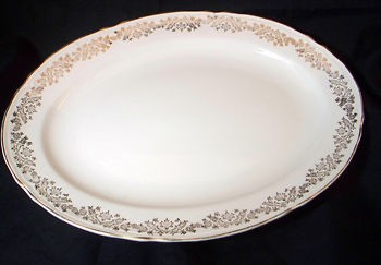 Edwin Knowles Semi Vitreous Platter   Gold Floral