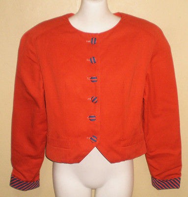 BALENCIAGA PARIS Orange Cropped Jacket Striped 34/36 Buttons & Cuffs