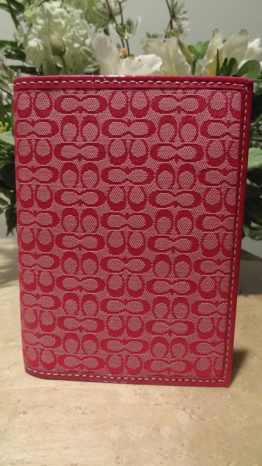 NWT Coach Signature Mini Cs Passport Case   Punch (Pink)   Style 