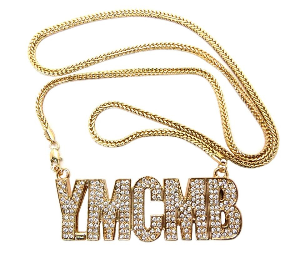   OUT YMCMB PENDANT & 4mm/36 FRANCO CHAIN HIP HOP NECKLACE   MP786