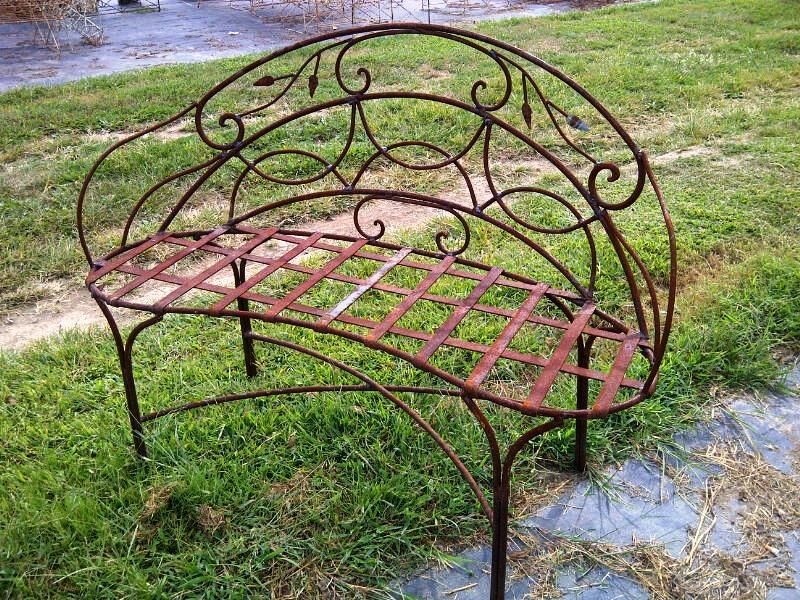 Large Wrought Iron Curl Bench w/ Leaves, Several colors, Patio & Deck 